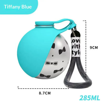 Stainless Steel 10oz Portable Dog Water Bottle with Foldable Silicone Bowl - 2-in-1 Water and Food Dispenser for Dogs on the Go