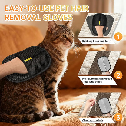 Pipidodo Universal Pet Hair Removal Grooming Gloves - Reusable Static Fur Remover Mitts, Multi-Pack for Furniture and Bedding