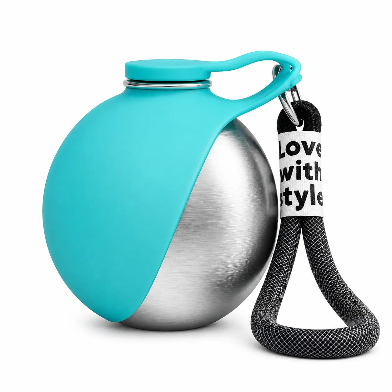Stainless Steel 10oz Portable Dog Water Bottle with Foldable Silicone Bowl - 2-in-1 Water and Food Dispenser for Dogs on the Go