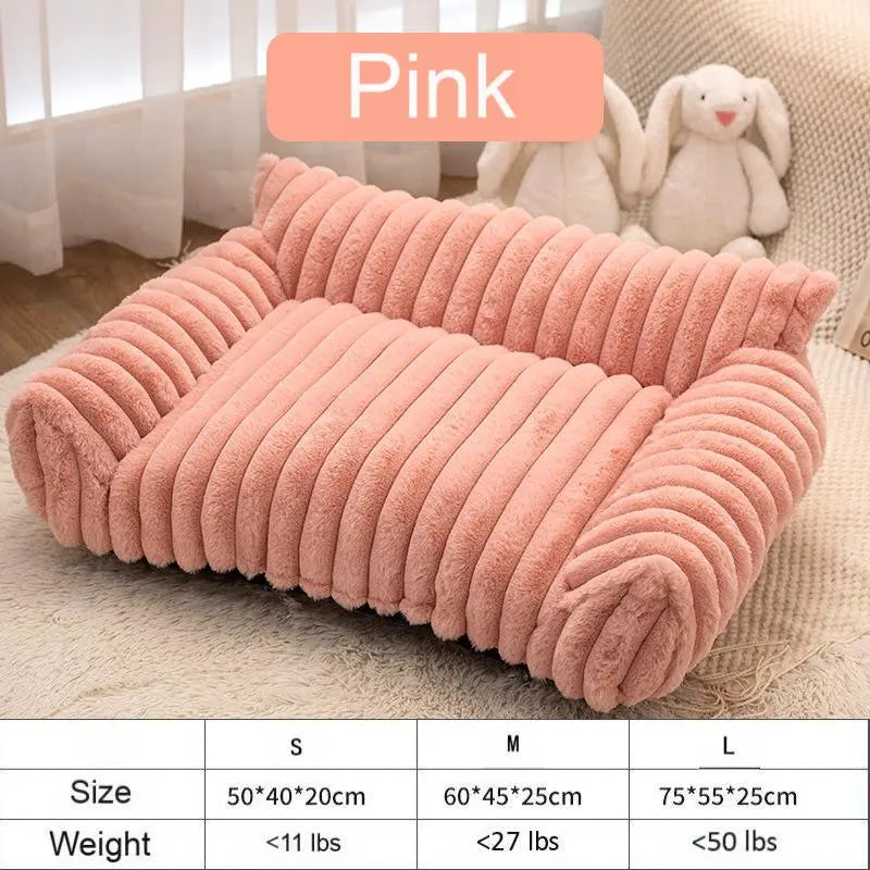 Fluffy Fleece Pet Sofa Bed with 4 Styles, Premium Soft Fluffy Sofas, Thick Mat, Outdoor Dog Bed, Washable Pet, Soft Cozy, Removable Washable Cover, All-Season Cozy for Indoor Cats, Suitable for Outdoor Use