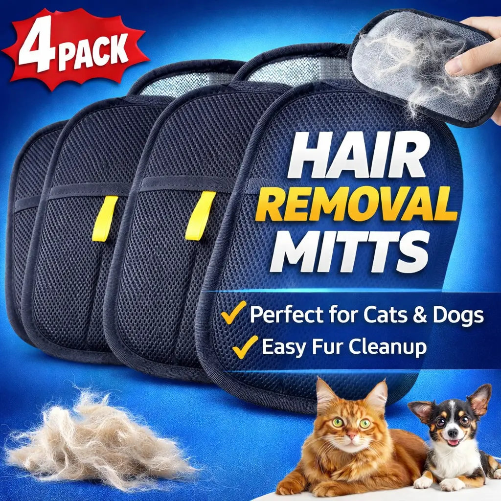 Pipidodo Universal Pet Hair Removal Grooming Gloves - Reusable Static Fur Remover Mitts, Multi-Pack for Furniture and Bedding
