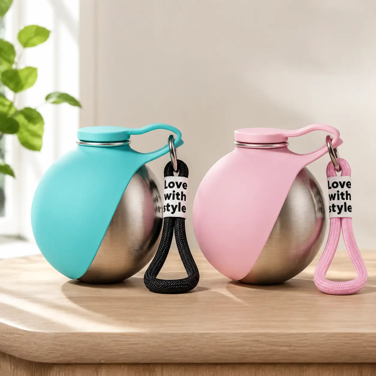 Stainless Steel 10oz Portable Dog Water Bottle with Foldable Silicone Bowl - 2-in-1 Water and Food Dispenser for Dogs on the Go