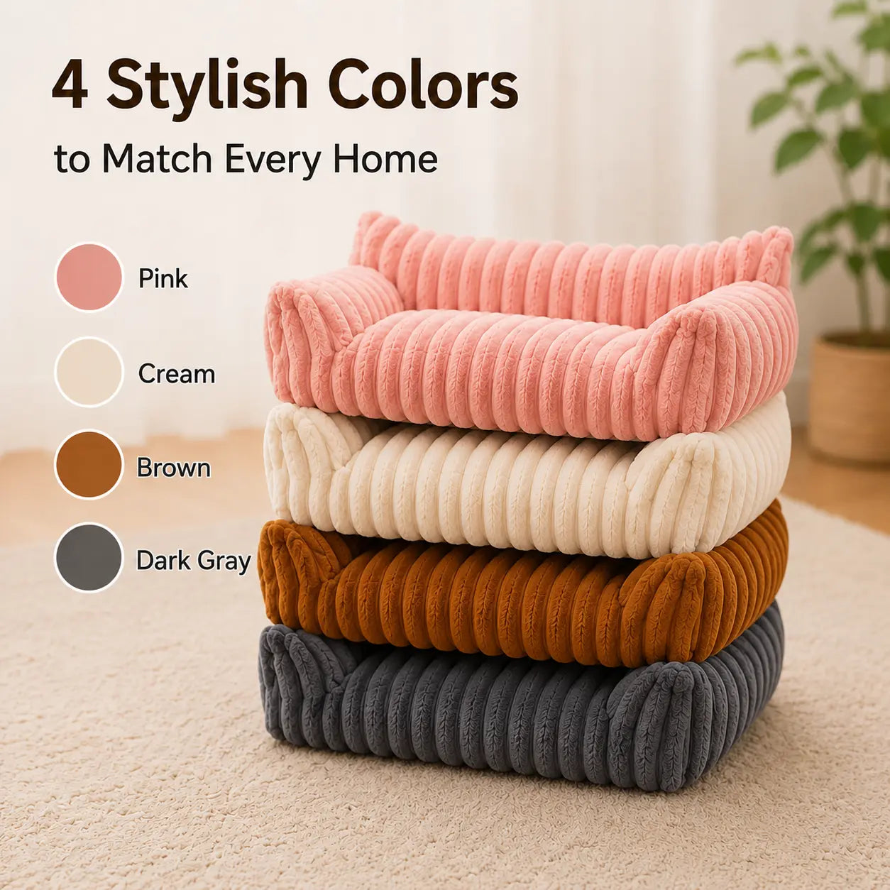 Fluffy Fleece Pet Sofa Bed with 4 Styles, Premium Soft Fluffy Sofas, Thick Mat, Outdoor Dog Bed, Washable Pet, Soft Cozy, Removable Washable Cover, All-Season Cozy for Indoor Cats, Suitable for Outdoor Use