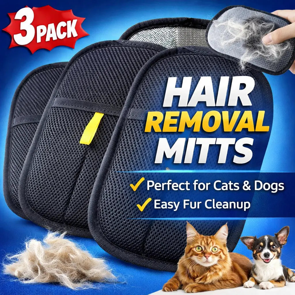 Pipidodo Universal Pet Hair Removal Grooming Gloves - Reusable Static Fur Remover Mitts, Multi-Pack for Furniture and Bedding